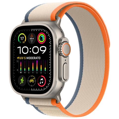Apple watch ultra 2 (2023) gps + cellular 49mm titanium case orange/beige trail loop s/m eu
