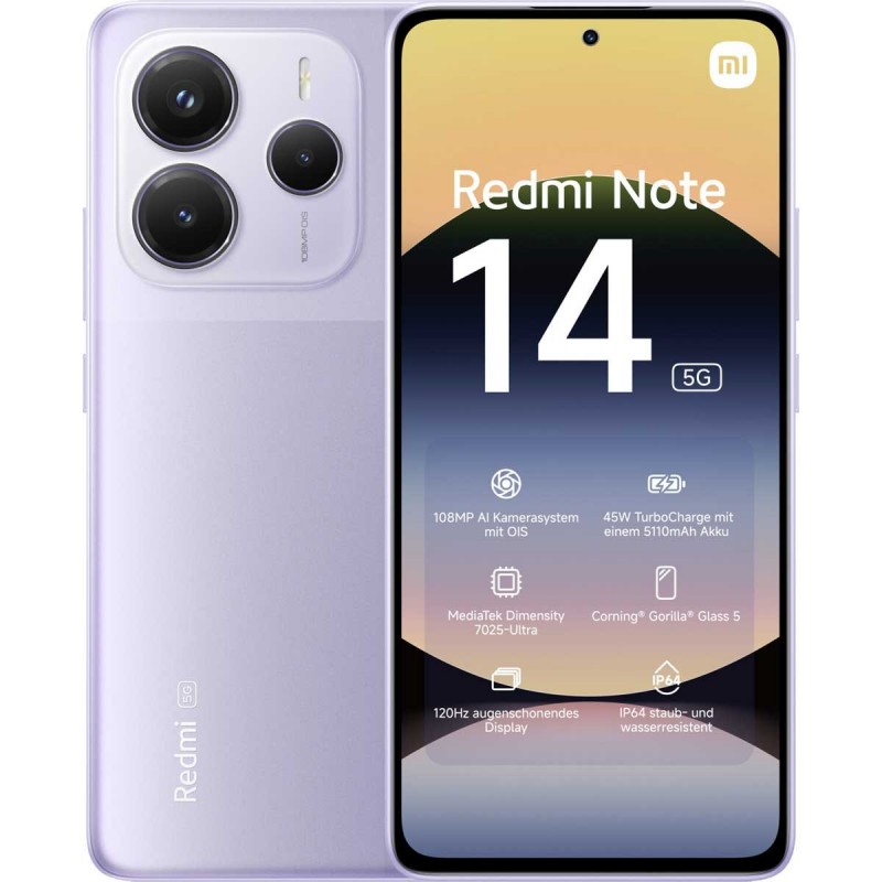 Xiaomi redmi note 14 5g 8gb ram 256gb dual sim purple global version brand
